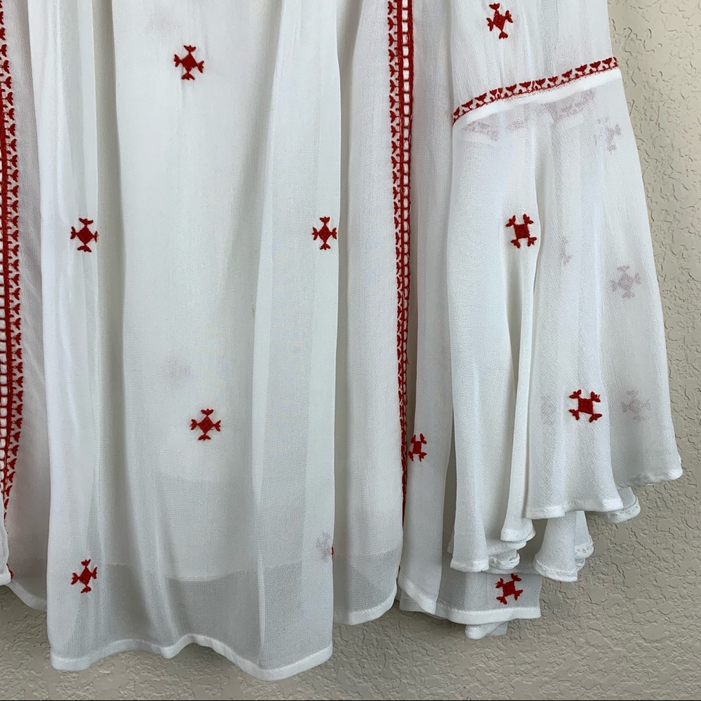 FLOREAT White Boho Blouse Red Embroidery 8 - Picture 5 of 13